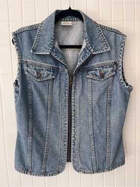 1980s Jordache Denim Vest Vintage Zip Front 100% Cotton Made in Philippines